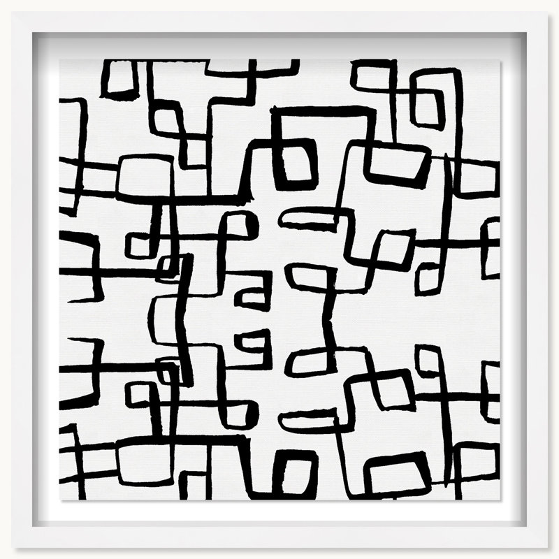 Oliver Gal Simple Geometry Lines Abstract - Luxury Shadowbox Framed Wall Art, 41.5" H x 41.5" W, White