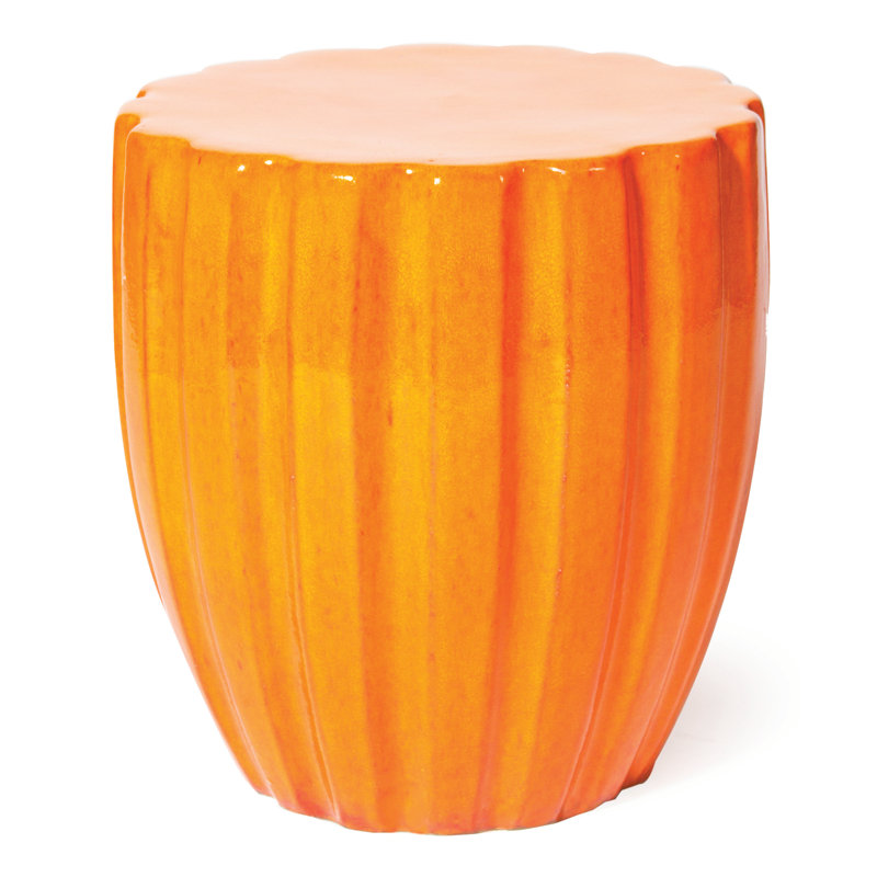 Ceramic Accent Stool, Orange