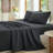 100% Washed Cotton Bedding Sheet Set 4 Pieces,1 Fitted Sheet,1 Flat Sheet and 2 Pillowcases,Comfy Textured Sheet Set-119423624-119423619