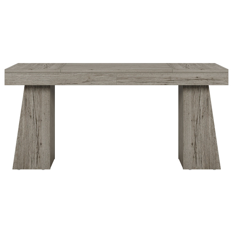 55" Home Office Desk with Double Pedestal, Simple Executive Desk, Light Gray