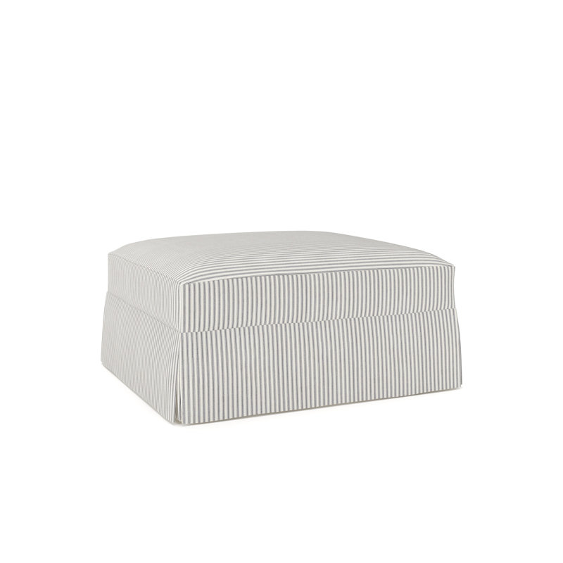 Lucia Upholstered Ottoman, Cruise Adrift Woven Stripe