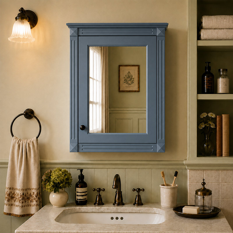 Heritage Armoire à pharmacie rectangulaire avec miroir et tablettes réglables bleues l 24 po x H 27 po Heritage, Blue