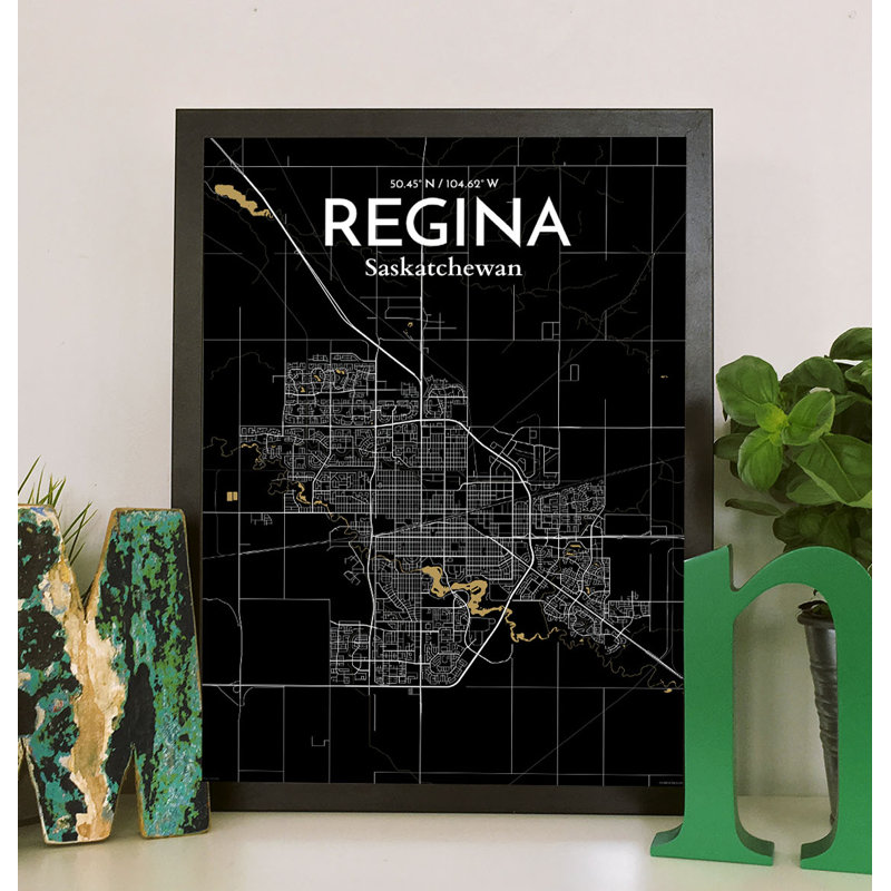 Regina City Map - No Frame Print, 70cm H x 50cm W