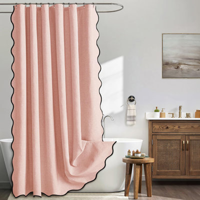 Rideau de douche en rosé texturé avec 12 crochets en métal