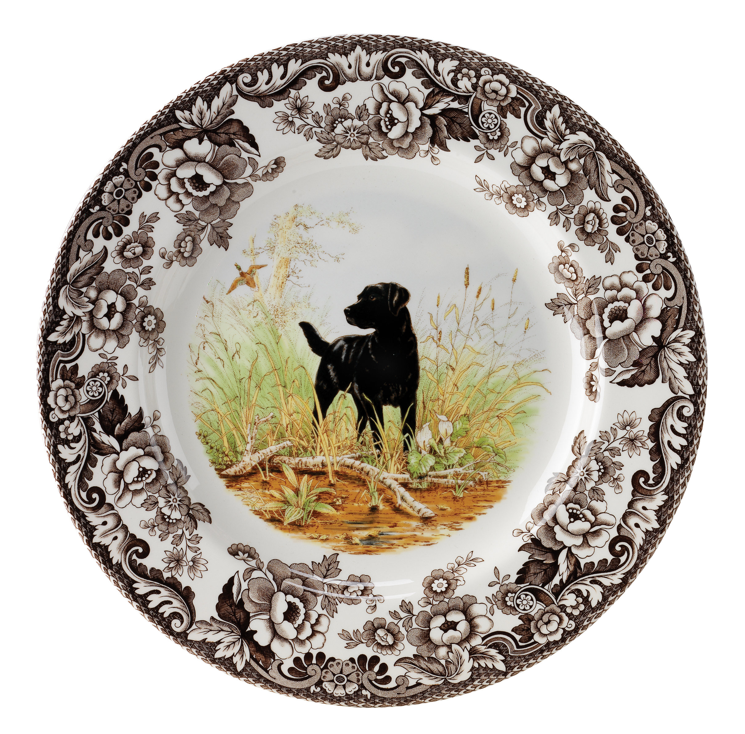 Spode Woodland Dogs Dinner Plate 10.5" Blk Lab