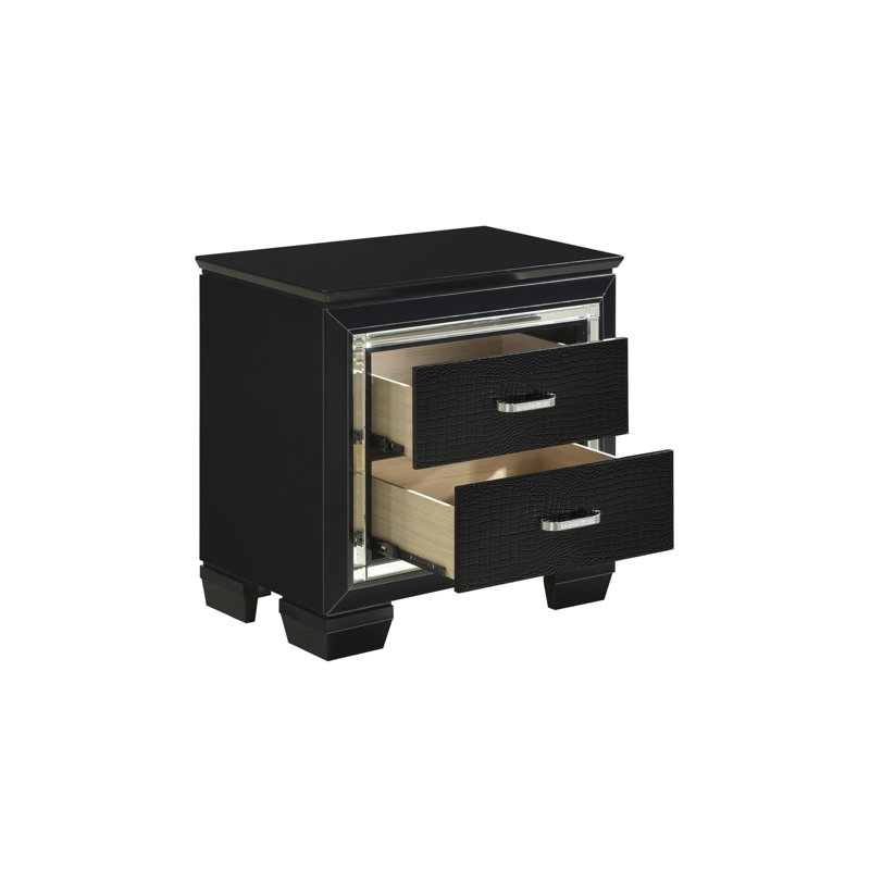 Ensemble de chambre avec lit plateforme 3 pièces Ipke, Noir, Trois articles : lit, deux tables de chevet, Très grand lit