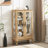 American Retro Style Glass Curio Cabinet With Curved Legs, Large Drawers, And Metal Handles For Timeless Display And Ample Storage-1726567786