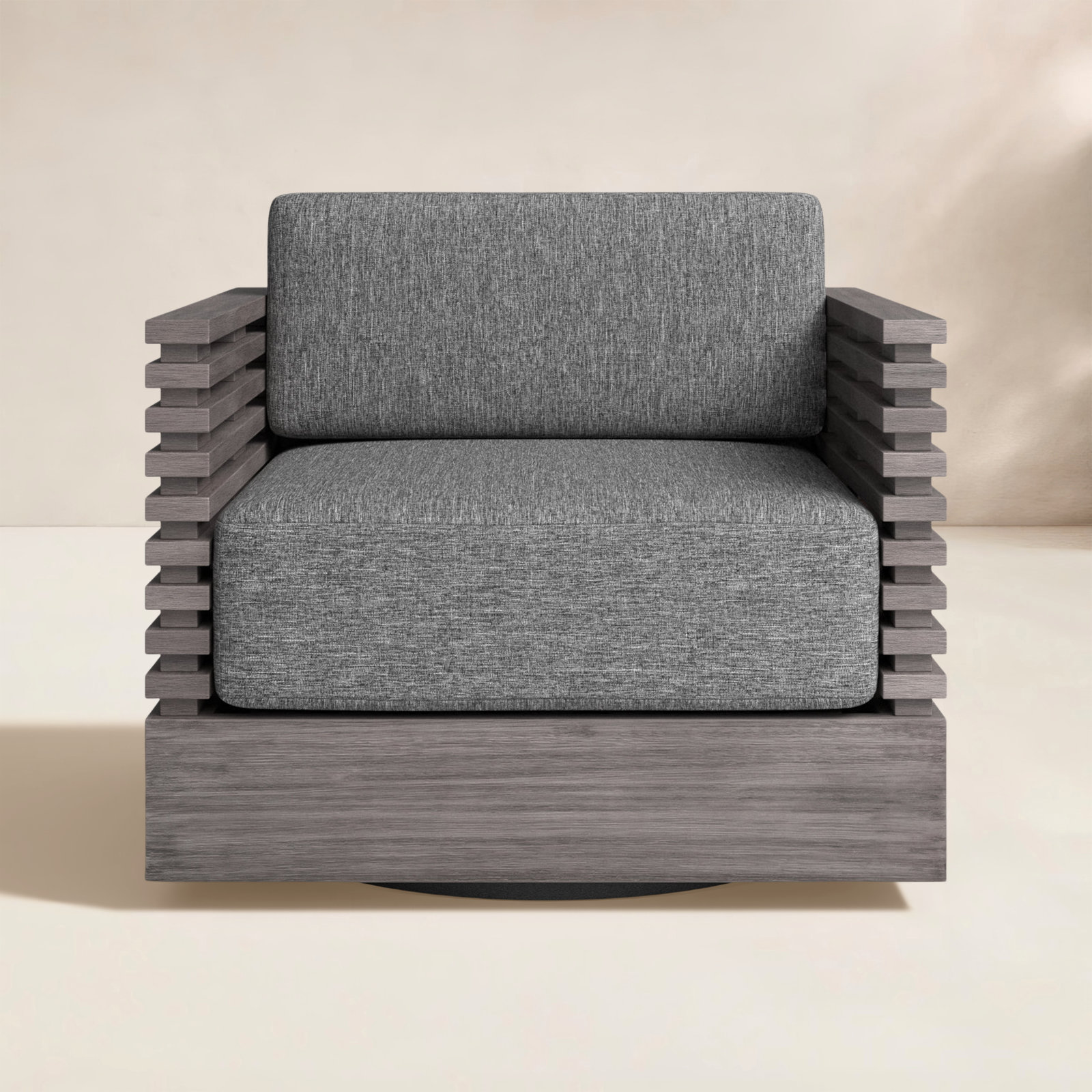 Fritz Swivel Eucalyptus Outdoor Lounge Chair, Grey Performance