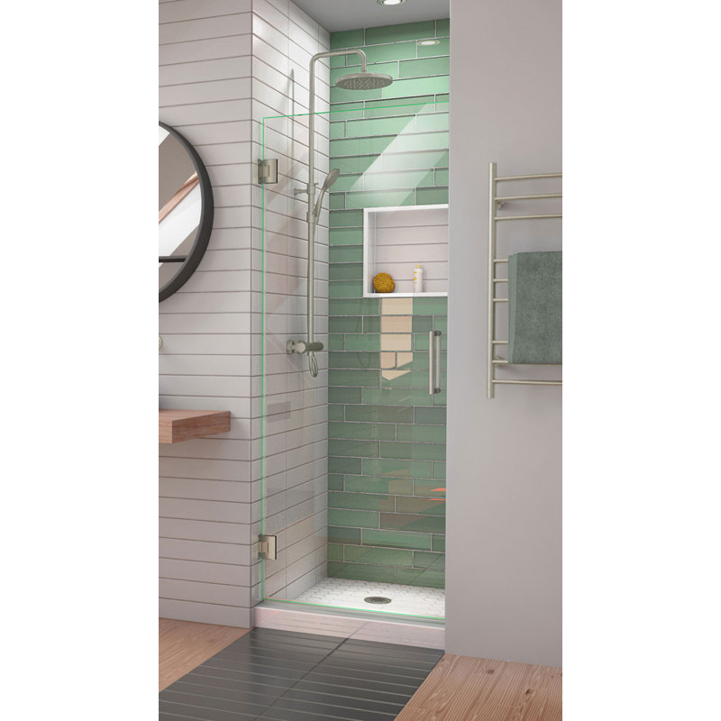 DreamLine Unidoor-LS 24 inch W x 72 inch H Frameless Hinged Shower Door in Brushed Nickel, 24", Brushed Nickel