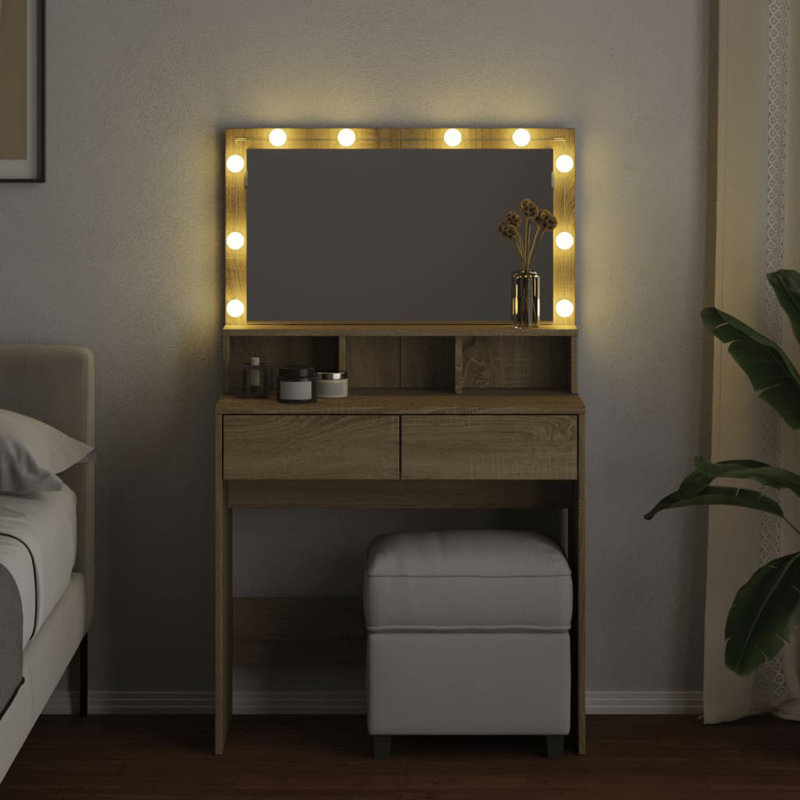 Dressing Table with Mirror, Sonoma Oak