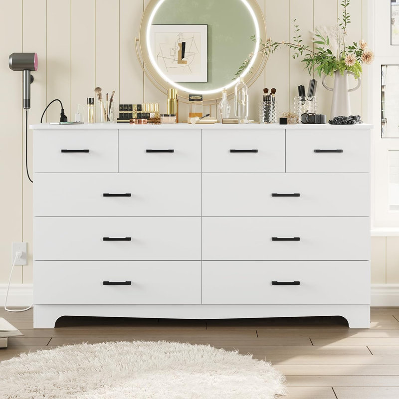 Commode 10 tiroirs Rhineview, Blanc