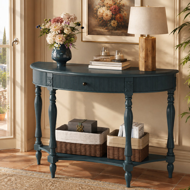 Console demi-lune Velmont, Bleu