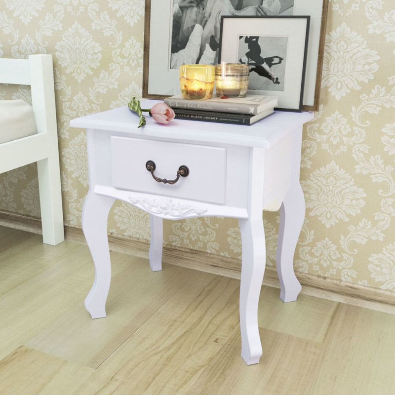 Table de chevet avec rangement blanc