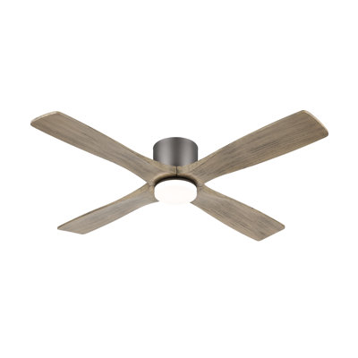 48 In. 4 Solid Wood Blades Indoor Flush Mount Ceiling Fan With Light Kit And Remote