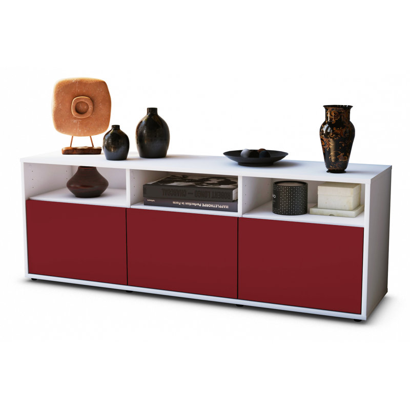 Wylie Unfinished TV Stand, Red / Matte White