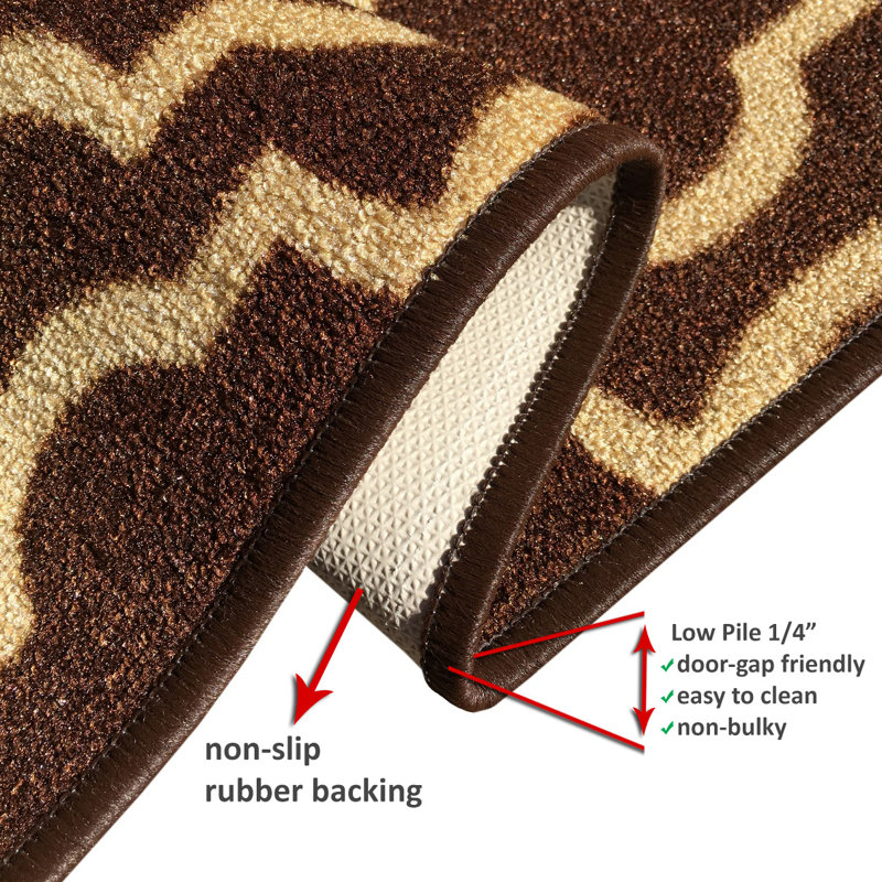 Tapis brun crocheté Smathering, Tapis de couloir 1 pi 10 po x 4 pi