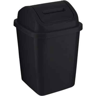 Agron 5L Bathroom Bin Swing Top Dust Bin Plastic Waste Paper Basket Square Small Rubbish Trash Can