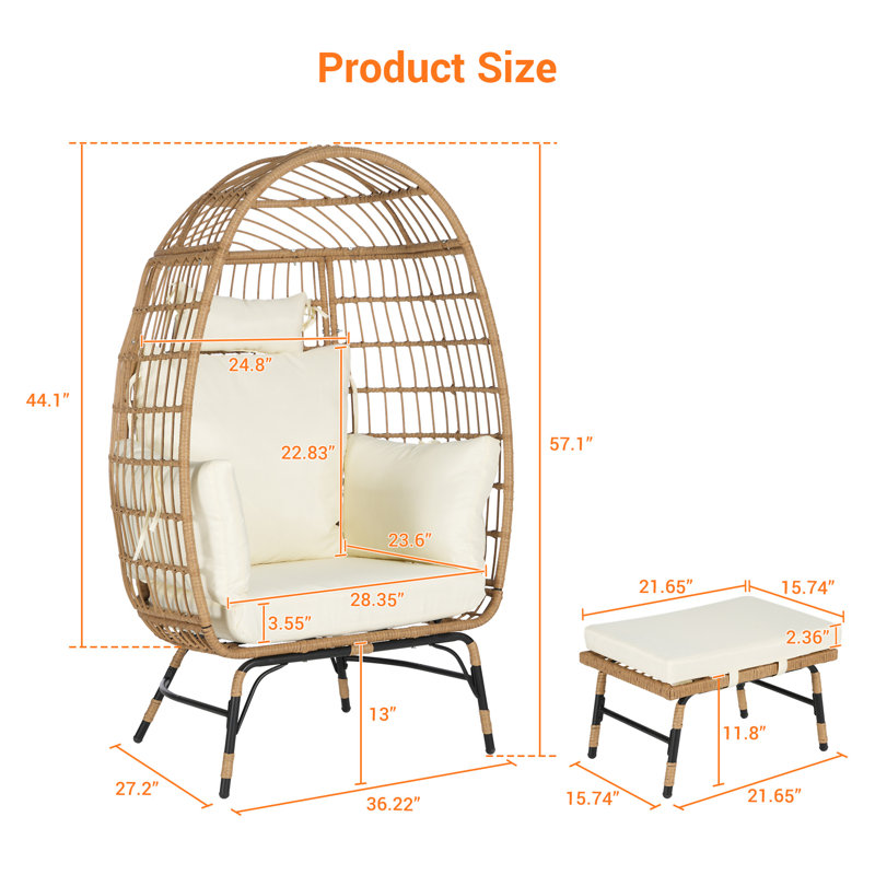 Wicker Egg Chair (Excluding The Table), Beige