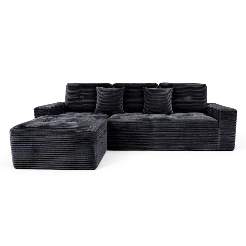 Ensemble de canapé modulaire Cloud, canapé modulaire de 105 po avec repose-pieds, mousse pure, velours en fausse fourrure de lapin, canapé de salon confortable