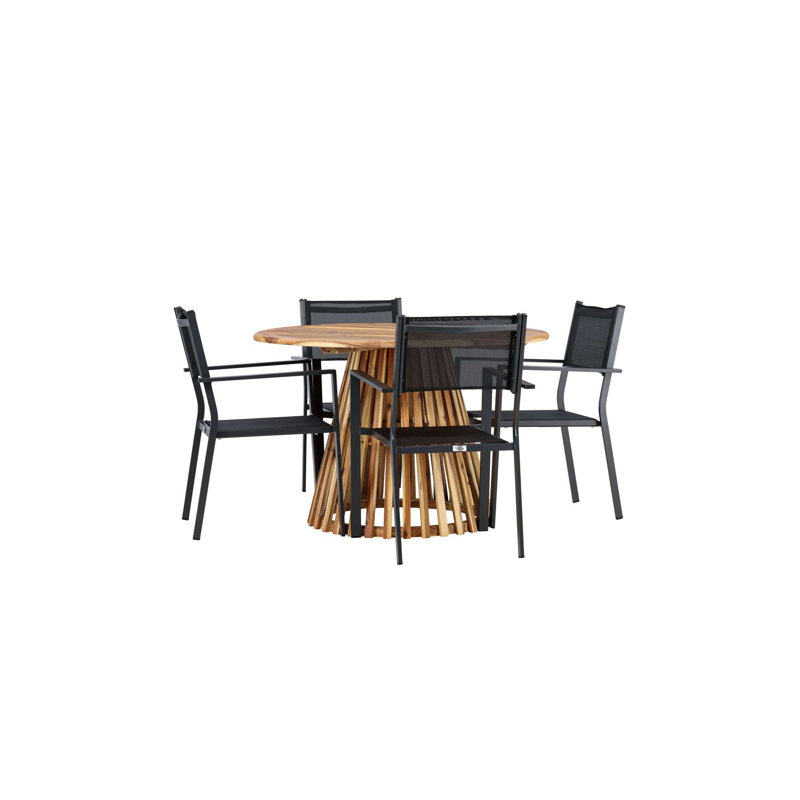 Taniya 4 - Person Patio Dining Set with Round Table, Black