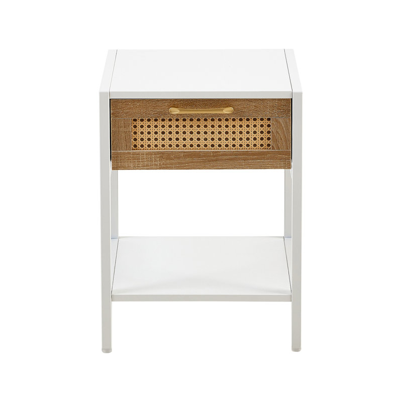 Table de chevet en MDF et métal Shari, Blanc, Individuel