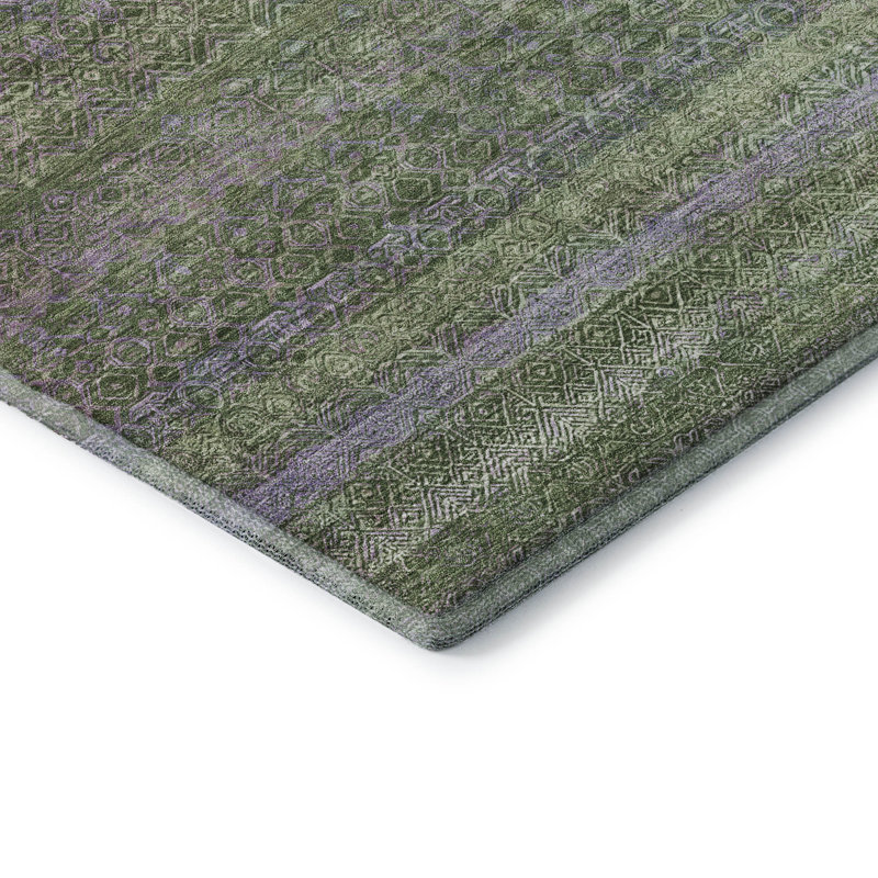 Premium Machine Washable Mayfield Striped Rug, 2'3" x 7'6" Runner, Olive