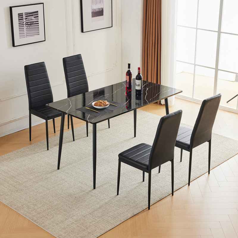 Ensemble de table de salle à manger pour 6 personnes, 5 pièces: table, 4 chaises