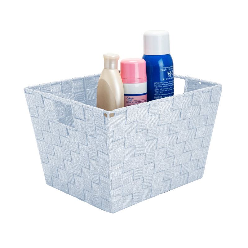 Medium Black and Silver Polypropylene Rectangular Storage Basket