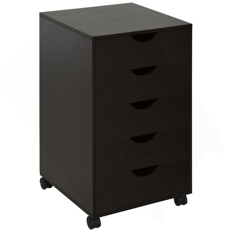 5 Drawer File Cabinet Storage Organizer Filing Cabinet With Nordic Minimalist Modern Style & Wheels, Brown