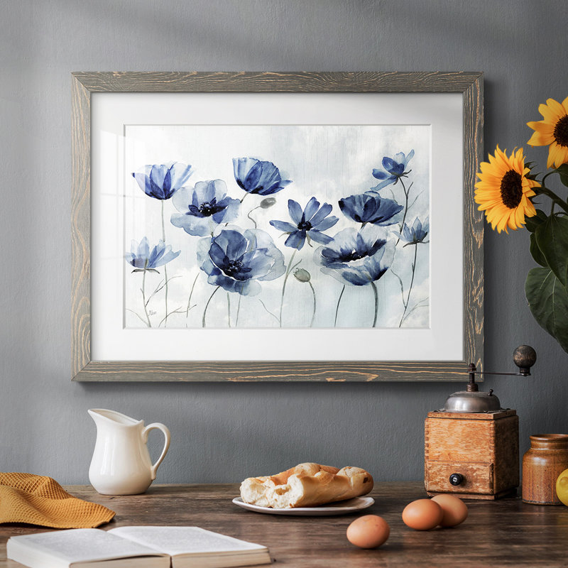 Indigo Spring Awakening - impression encadrée rustique avec tableau mat, Gris, H 26 po x l 38 po