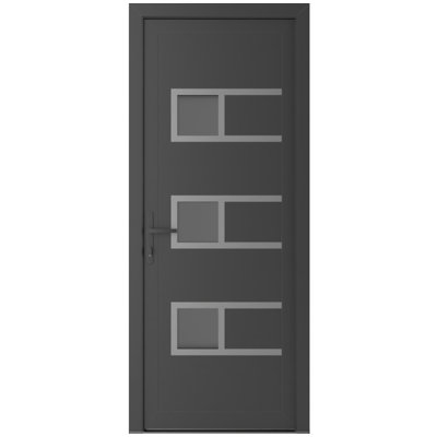 Front Exterior Prehung Metal-Plastic | Manux 8933 Antracite Grey | Office Commercial and Residential Doors Entrance Patio Garage W36" x H80" Right hand Inswing
