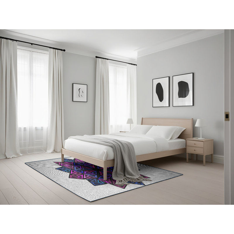 Tapis géométrique gris / mauve, Rectangle 5 pi x 7 pi