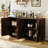 58.8" 8-Door Mid-Century Modern Wood Sideboard Set Vintage Four-Door Cabinet（2 PCS）With Storage Cabinets & Open Shelves-1128795993