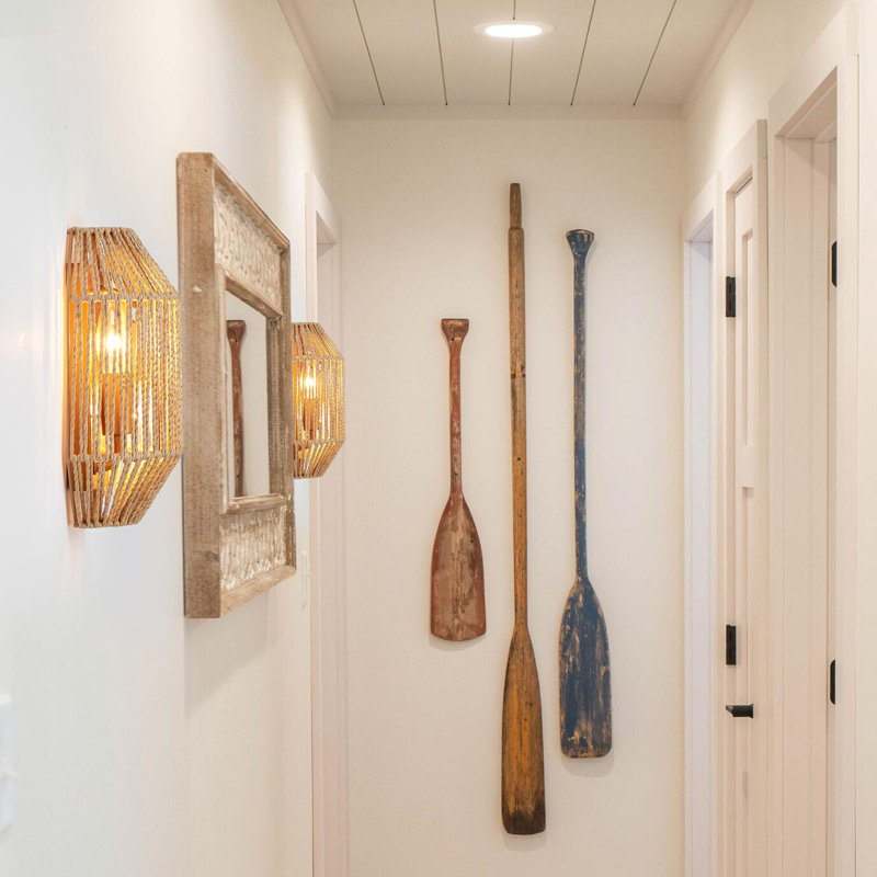 Rustic Hand-Woven Flush Mount Wall Sconce