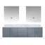 Meuble-lavabo double l 72 po x P 22 po gris foncé autoportant avec comptoir en marbre de Carrare