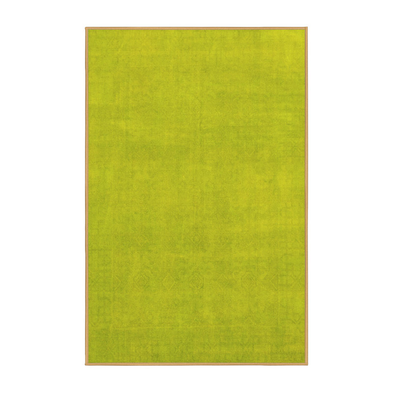 Tapis de couleur unie Daquian fabriqué à la machine en jaune, Rectangle 2 pi x 3 pi