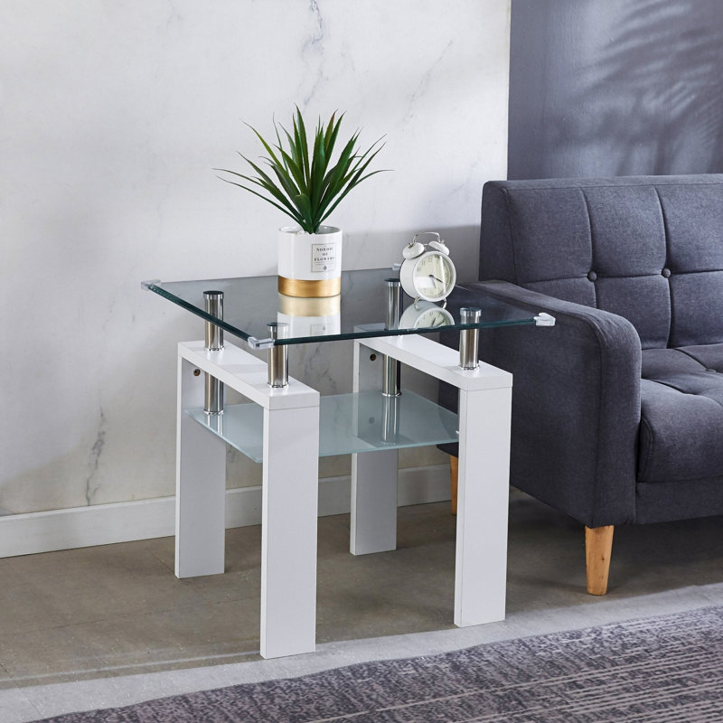 Table de bout Burdell Eta08, Blanc / Blanc