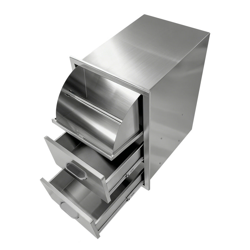 Meuble de cuisine en acier inoxydable de 43 cm (17 po) avec 3 tiroirs et porte-essuie-tout