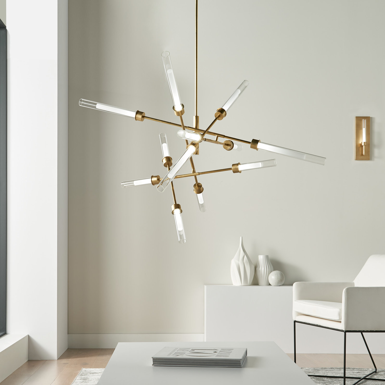 Linger Single Light Armed Sconce, Natural Brass
