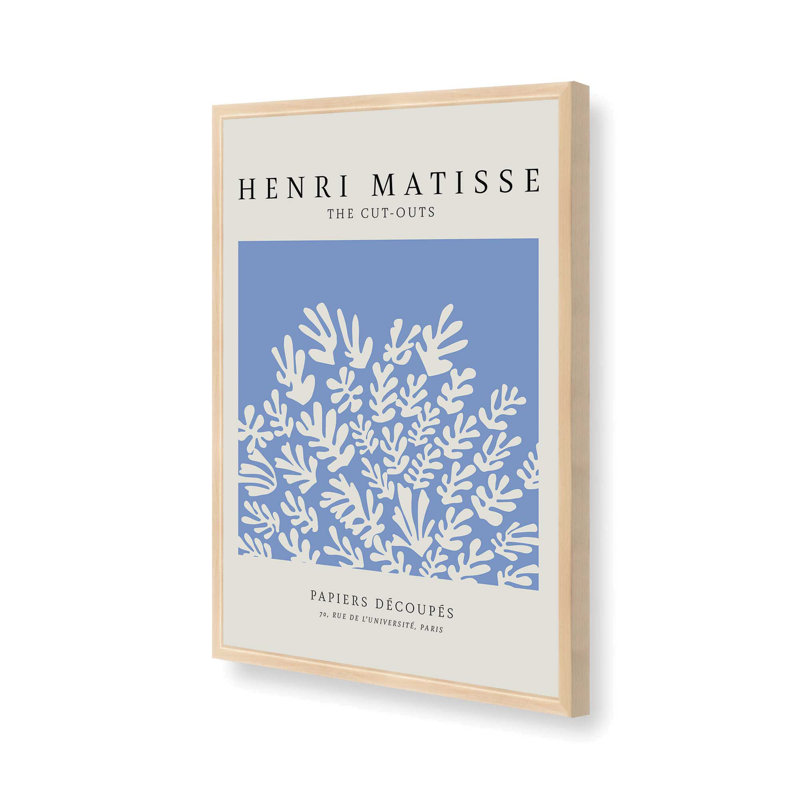 Affiche La Gerbe en bleu Matisse, H 15 po x l 12 po x P 1,25 po, Impression encadrée sans passe-partout, Érable brut