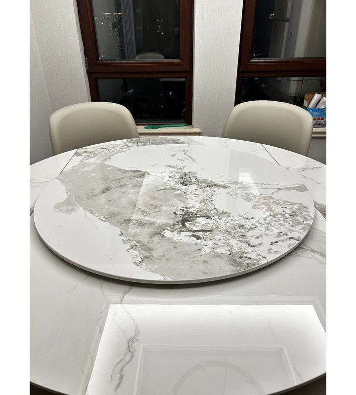 Un plateau tournant, H 0,47 po x L 23,5 po x l 23,5 po, Blanc / Brun