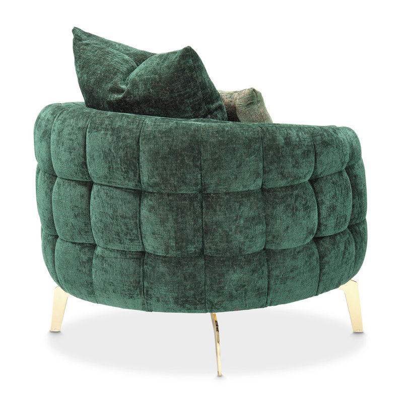 A La Carte Barrel Chair, Gold, Emerald Chenille