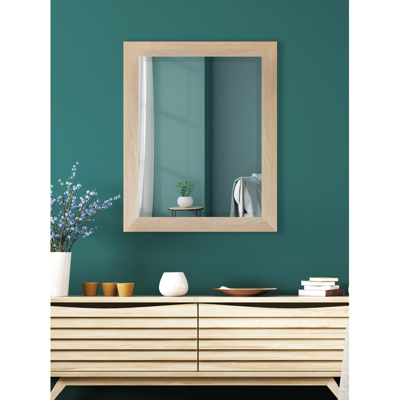 Ungar Wood Flat Wall Mirror, 32.5" H x 26.5" W x 0.75'' D, Blonde Maple