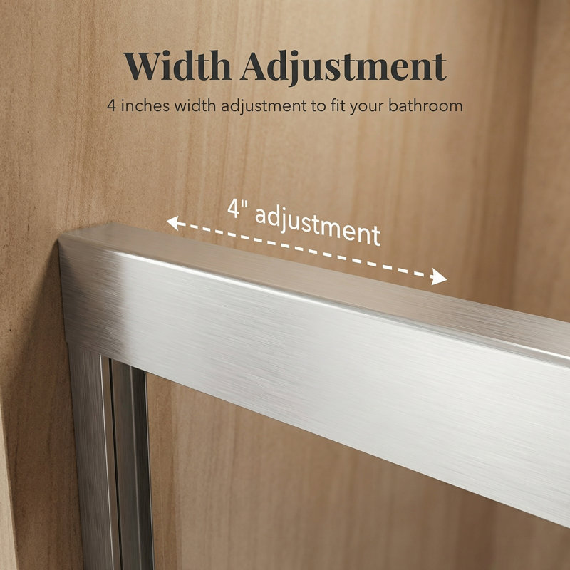 56"-60"W*70" H Semi-Frameless Double Sliding Shower Door, Bypass Shower Door, 1/4" (6Mm) Thick SGCC Tempered Glass Door, Brushed Nickel