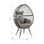 Chaise longue en tissu gris clair et osier noir