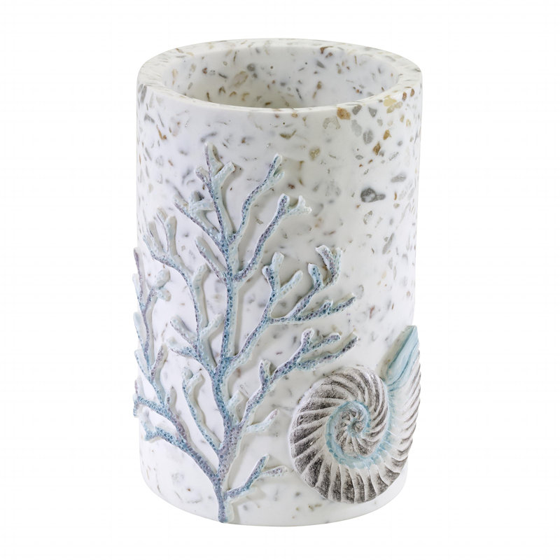Coastal Terrazzo Resin Tumbler with Nautilus and Coral