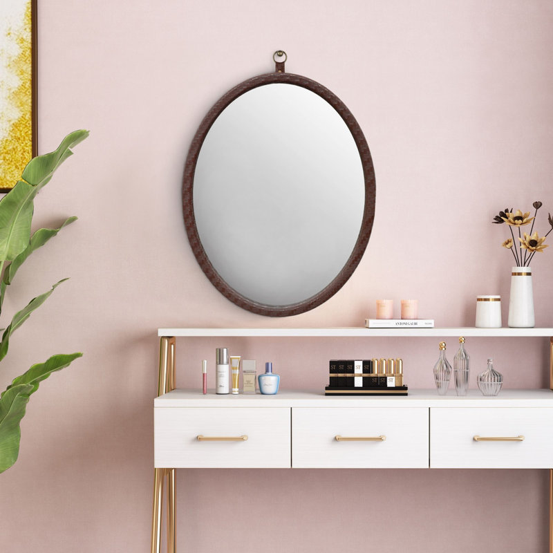 Miroir mural 23,62 po x 29,92 po en polyuréthane, Brun foncé