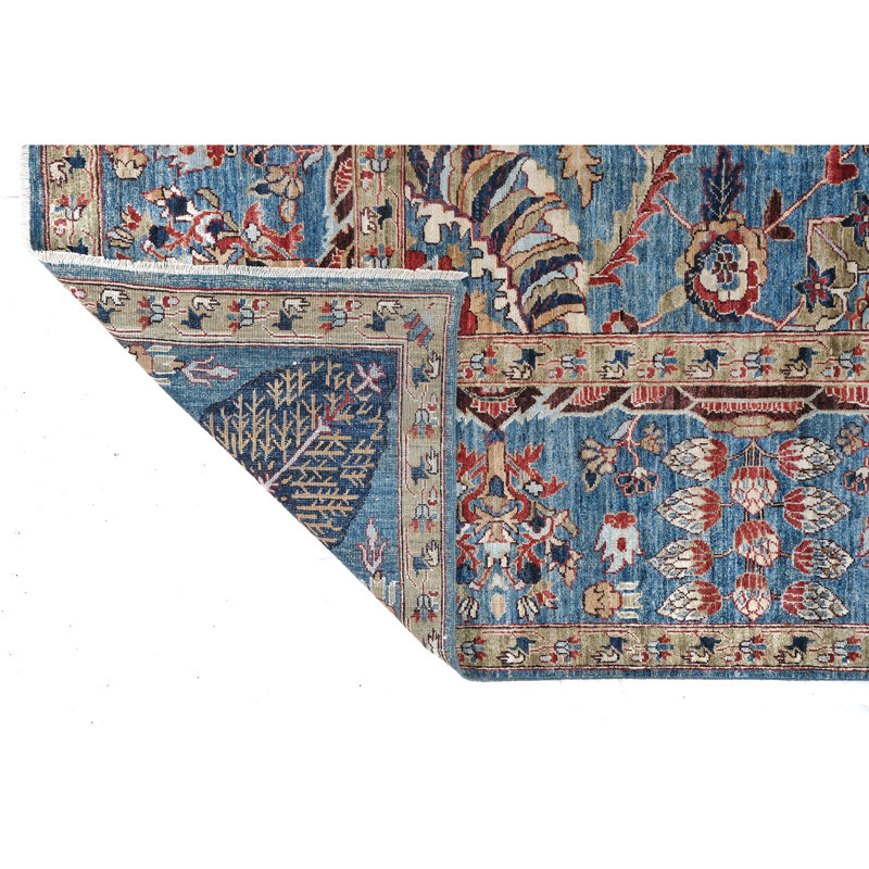 High-Quality Hand-Knotted Blue And Red Area Rug