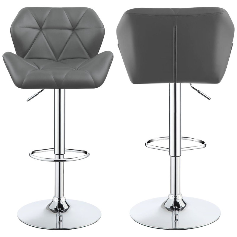 Tabourets de bar réglables (de 2) avec base en métal et hauteur réglable polyvalente, Gris