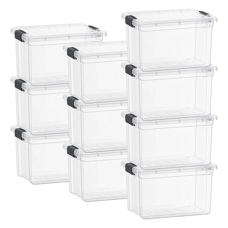  Boîte de rangement transparente avec couvercle, 49 bacs en plastique pour l'organisation, caisses empilables, sans BPA, non toxiques, sans odeur, organisateurs pour la maison, le bureau, l'école et le dortoir, paquet de 10